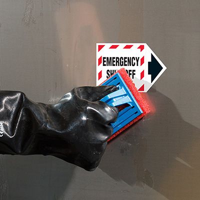 ToughWash® Arrow Labels - Emergency Shut-Off