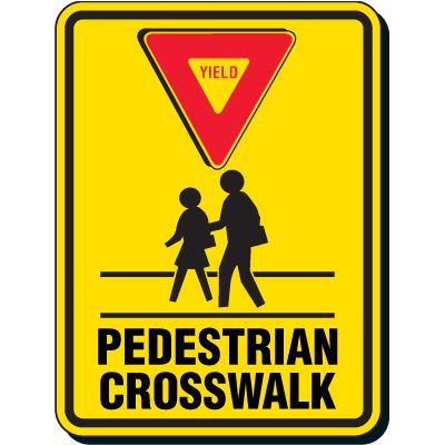 Reflective Traffic Signs - Yield Pedestrian Crosswalk Sign