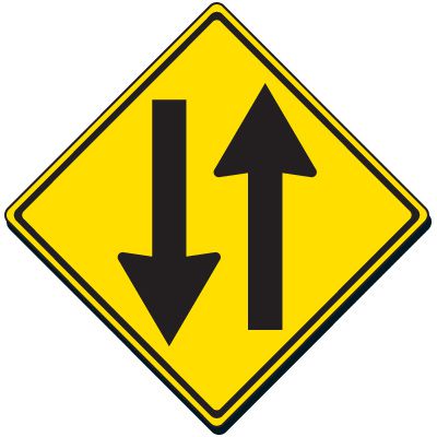 Reflective Warning Sign - 2-Way Traffic Sign
