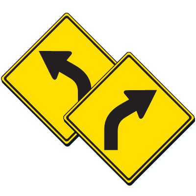 Curve Ahead Sign - Left or Right Arrow