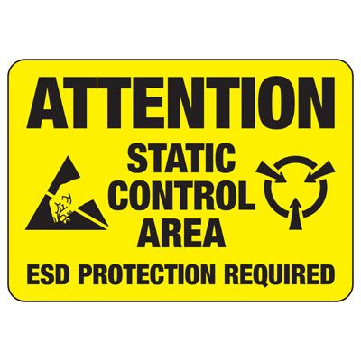 Attention Sign - Static Control Area ESD Protection Required