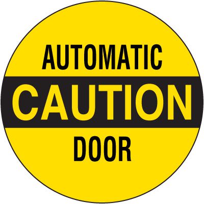 Double-Sided Caution Automatic Door Decal