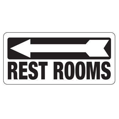 Restrooms With Left Arrow Sign
