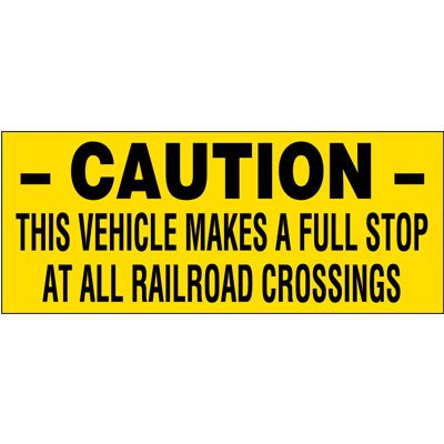 Caution Railroad Crossing Vehicle Warning Labels