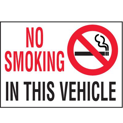 No Smoking In Vehicle Label