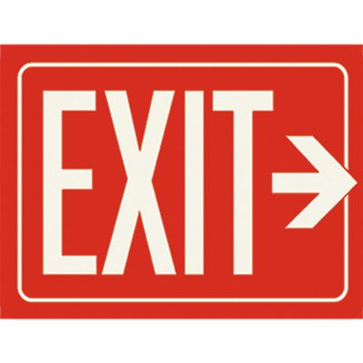 Photoluminescent Arrow Right Exit Sign