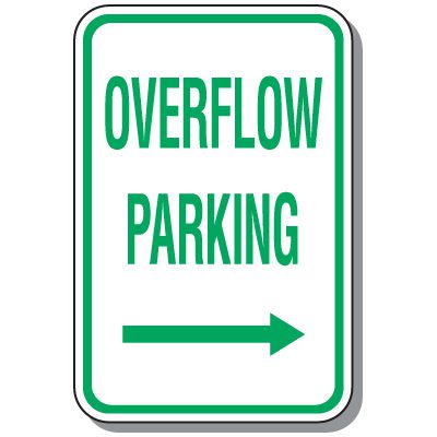 Visitor Parking Signs - Overflow Parking, Right Arrow