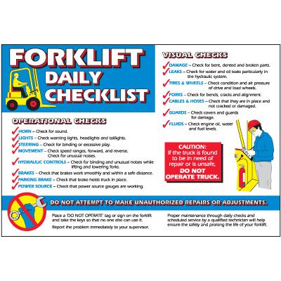 Forklift Daily Checklist Wallchart