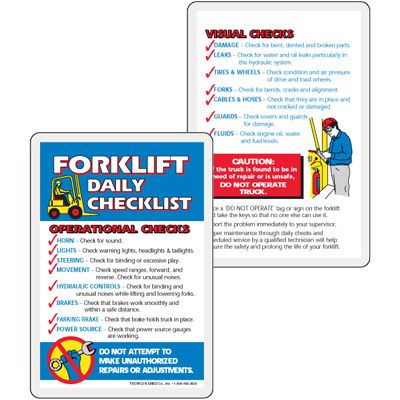 Forklift Daily Checklist Wallet Card