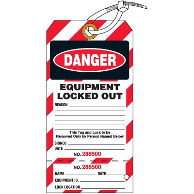 Two-Part Lockout Tagout Key Tags - Danger Equipment Locked Out