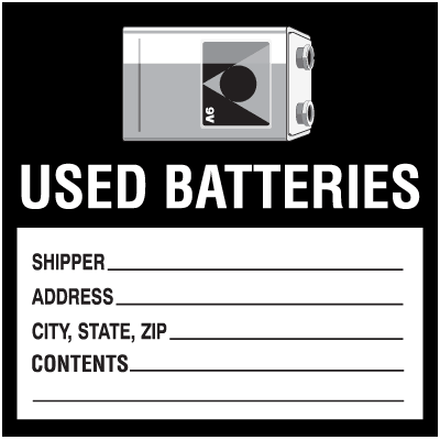 Waste Sort Labels - Used Batteries