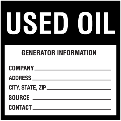 Waste Sort Labels - Used Oil