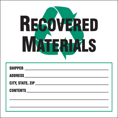 Waste Sort Labels - Recovered Materials