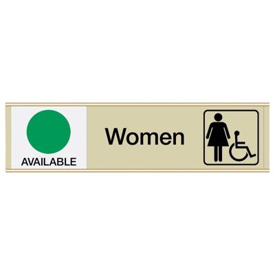 Women W/ Accessibility Available/In Use - Engraved Restroom Sliders