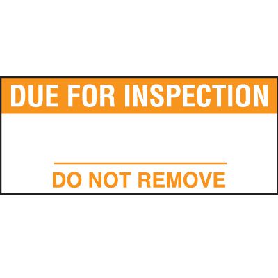 Due For Inspection Write-On Equipment Status Labels