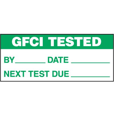 GFCI Tested Status Label