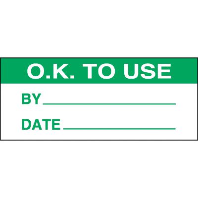 OK To Use Write-On Status Label