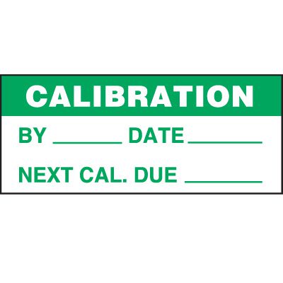 Calibration Write-On Status Labels - White on Green