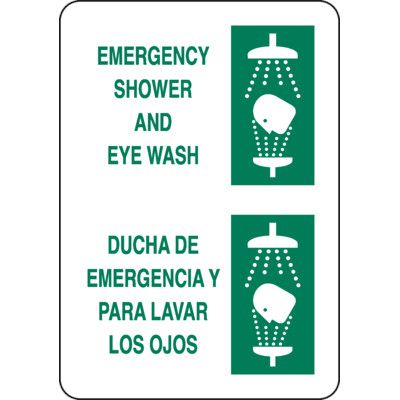 Bilingual Emergency Shower And Eyewash Sign