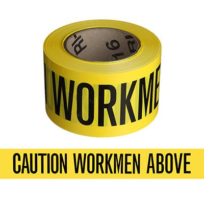 Caution Workmen Above Indoor Barricade Tape
