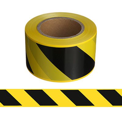 Black and Yellow Striped Barricade Tape