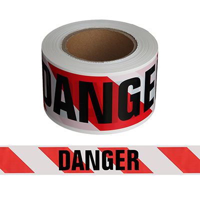 Red/White Striped Danger Barricade Tape