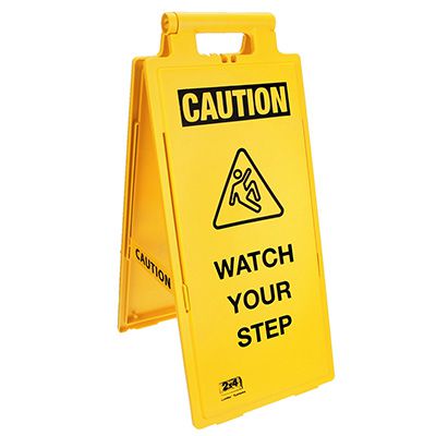 Lockin'arm Floor Stand Signs - Caution Watch Your Step with graphic - Cortina 03-600-38