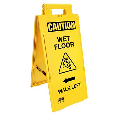 Lockin'arm Floor Stand Signs - Caution Wet Floor Walk Left - Cortina 03-600-35