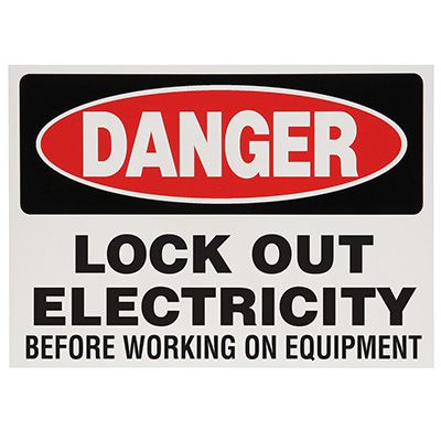 Danger Lockout Electricity Before Working Warning Labels