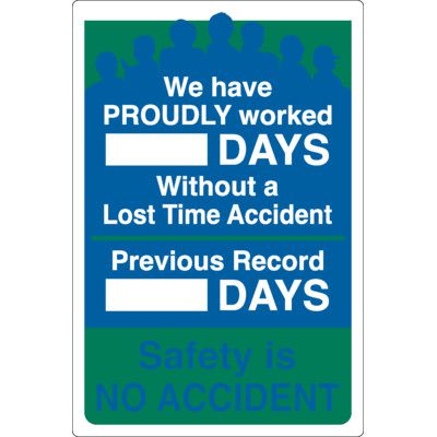 Worked Without An Accident Dry Erase Record Tracker Sign
