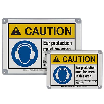 ToughWash® Encapsulated Signs - Caution Ear Protection