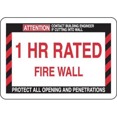1 Hour Rated Fire Wall - Fire Wall Warning Signs