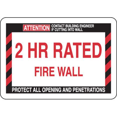 2 Hour Rated Fire Wall - Fire Wall Warning Signs