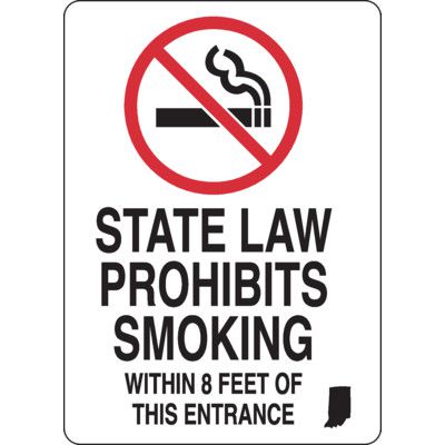 Indiana State Law Prohibits Smoking (With Graphics) Signs