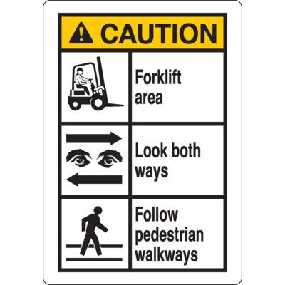 Caution Signs - Forklift Area Multi-Message Hazard