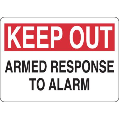 Security Alarm Signs - Armed Response To Alarm