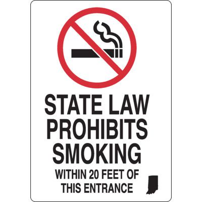 North Dakota Smoking Law Sign - State Law Prohibits Smoking