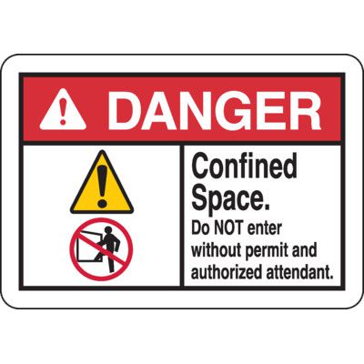 ANSI Danger Signs - Confined Space Do Not Enter