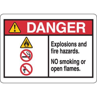 ANSI Danger Sign - Explosion & Fire Hazards