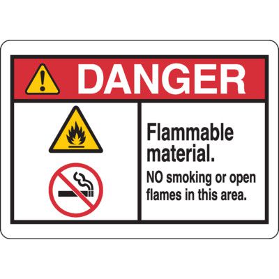 Danger Signs - Flammable Material No Smoking