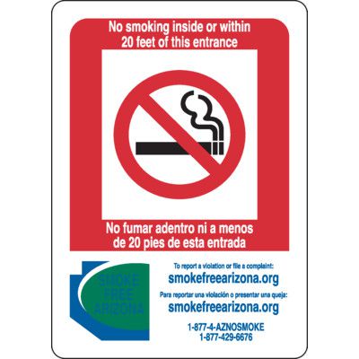 Bilingual Arizona No Smoking Inside Sign