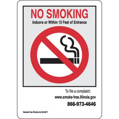 Illinois Smoke-Free Workplace Law Signs - No Smoking Indoors