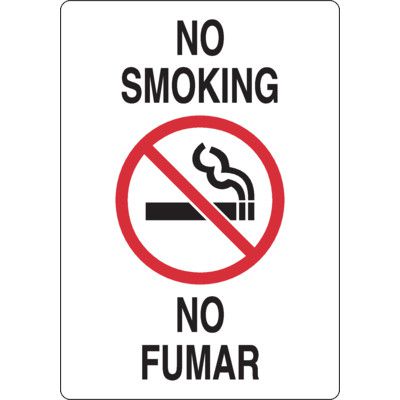 Bilingual No Smoking Sign (with symbol)