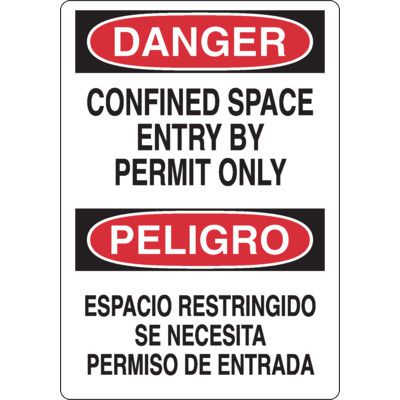 Bilingual Danger Confined Space Signs