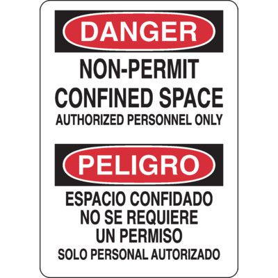 Bilingual Danger Confined Space Sign - Non-Permit Confined Space