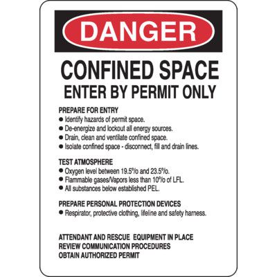 Danger Confined Space Signs - Preparation Steps