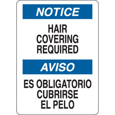 Bilingual Notice Signs - Hair Covering Required