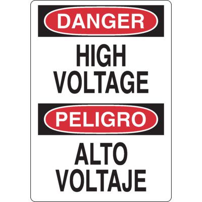 Electrical Safety Signs - Bilingual Danger High Voltage