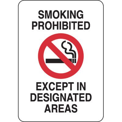 Smoking Prohibited Except Designated Areas Sign