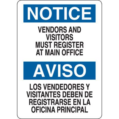 Must Register At Main Office Sign